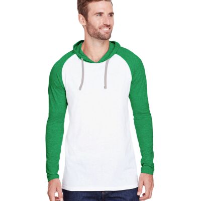 Men's Hooded Raglan Long Sleeve Fine Jersey T-Shirt Thumbnail