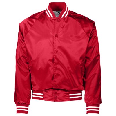 Unisex Striped Trim Satin Baseball Jacket Thumbnail