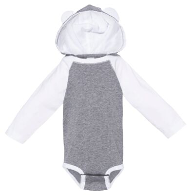 Infant Fine Jersey Character Hooded Long Sleeve Bodysuit with Ears Thumbnail