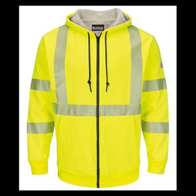 Men's Tall Hi-Visibility Zip-Front Hooded Fleece Sweatshirt with Waffle Lining Thumbnail